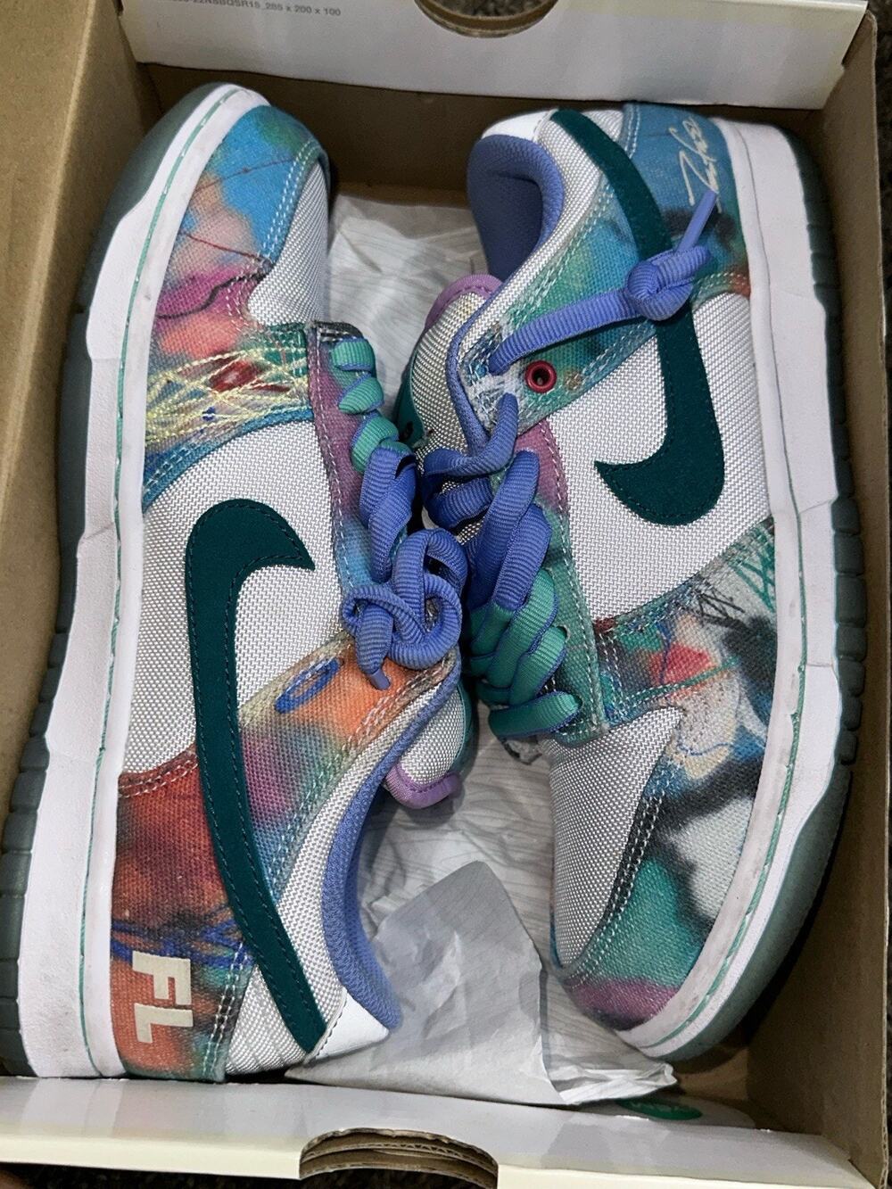 Size 6.5 - Futura Laboratories x Nike Dunk SB Low Bleached Aqua
